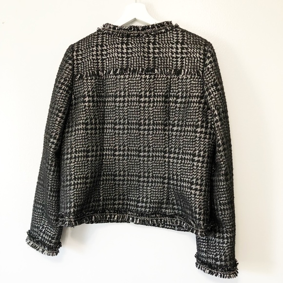 Vertigo Paris Metallic Tweed Fringe & Chain Detail Zip Blazer L fits like a M - Picture 3 of 14
